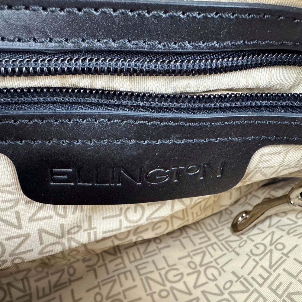 Ellington Black Leather Satchel and Tote Bag Set Silver Hardware 2 Pieces - Picture 3 of 6